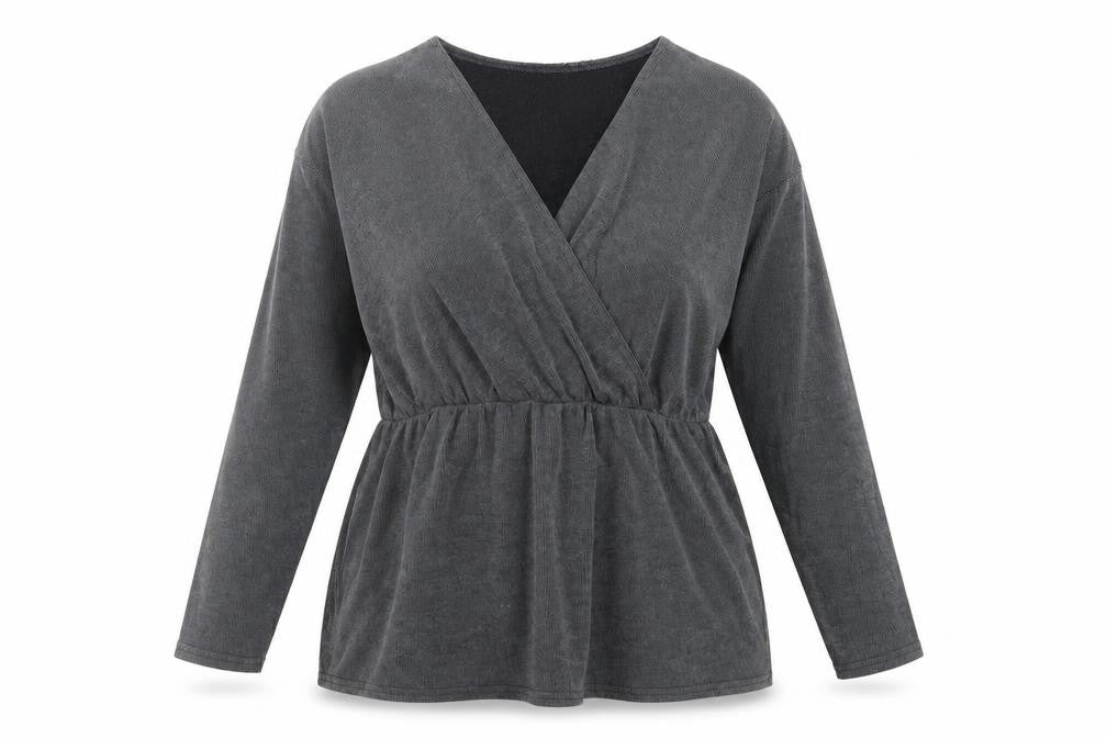 I SAW IT FIRST Womens Grey Polyester Basic Blouse Size 14 V-Neck