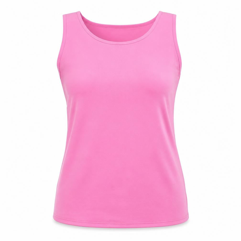 SARA WOMAN Womens Pink Polyester Basic Tank Size 14 Crew Neck