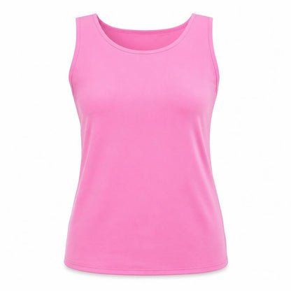 SARA WOMAN Womens Pink Polyester Basic Tank Size 14 Crew Neck