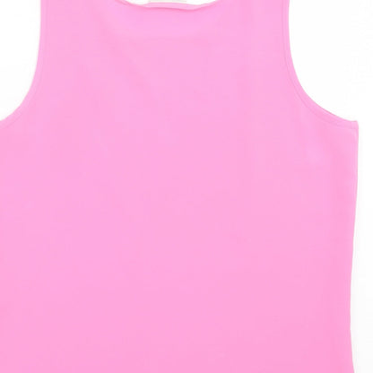 SARA WOMAN Womens Pink Polyester Basic Tank Size 14 Crew Neck