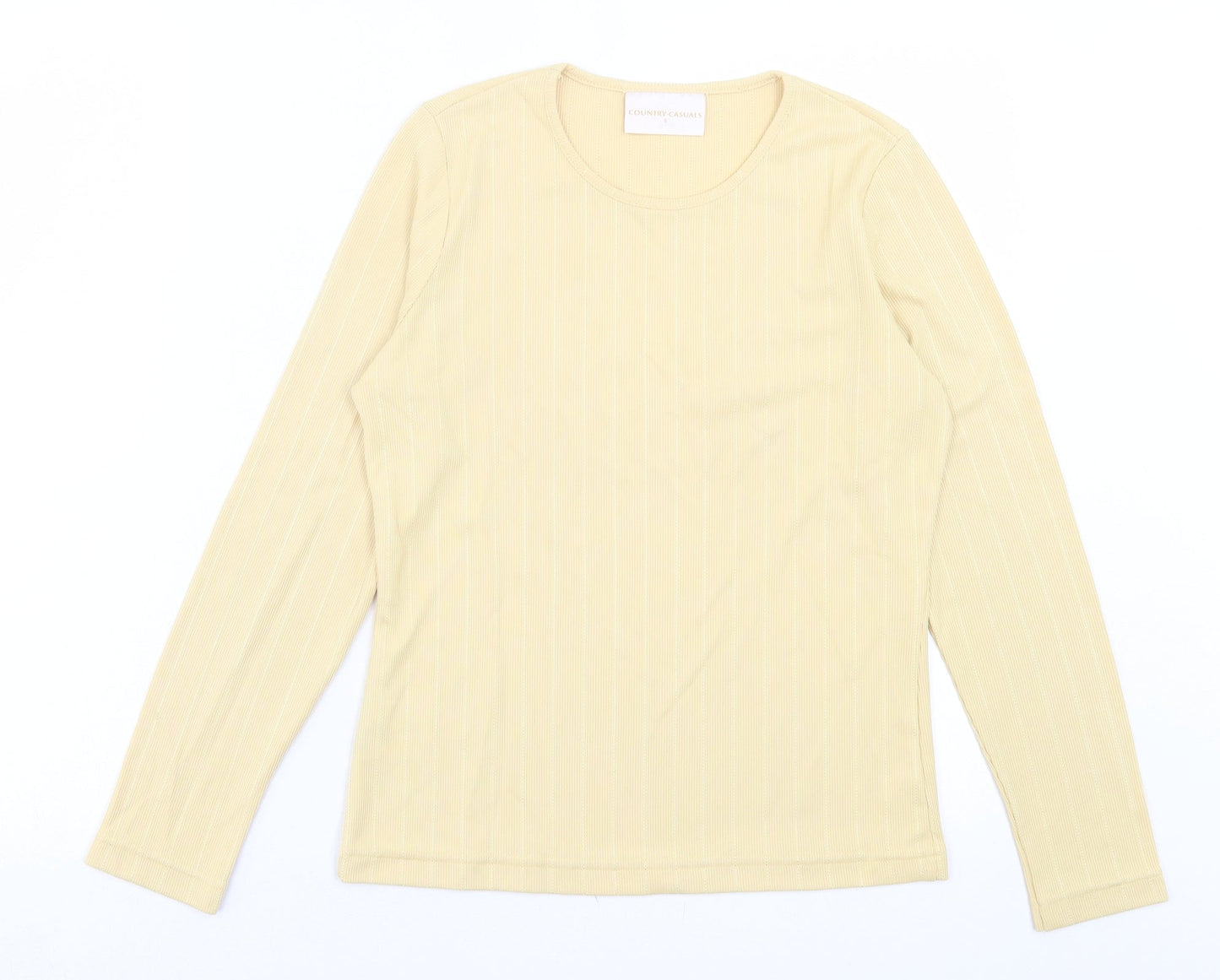 Country Casuals Womens Yellow Polyester Basic T-Shirt Size 8 Crew Neck - Ribbed Fabric