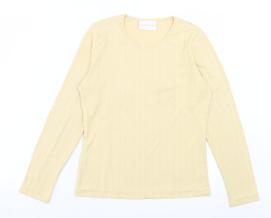 Country Casuals Womens Yellow Polyester Basic T-Shirt Size 8 Crew Neck - Ribbed Fabric
