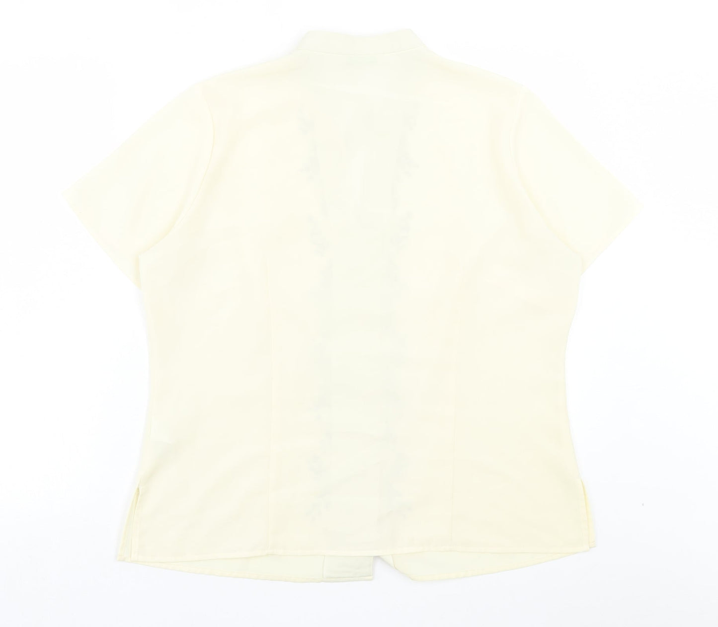 Marks and Spencer Womens Ivory Floral Polyester Basic Button-Up Size 16 V-Neck