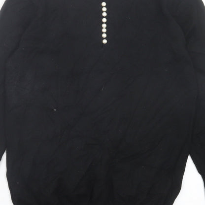 Savida Womens Black Crew Neck Viscose Pullover Jumper Size S