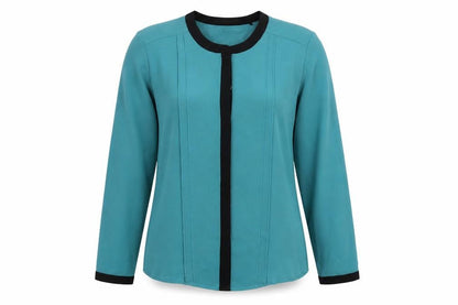 ESPRIT Womens Green Polyester Basic Button-Up Size 8 Crew Neck