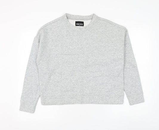 Pieces Womens Grey Cotton Pullover Sweatshirt Size XS Pullover