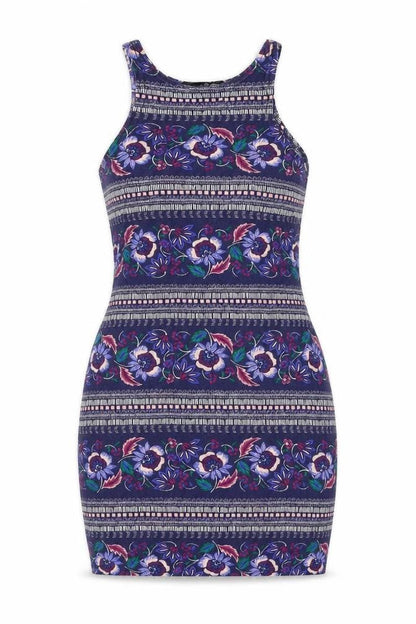 Atmosphere Womens Blue Floral Viscose Basic Tank Size 12 Round Neck