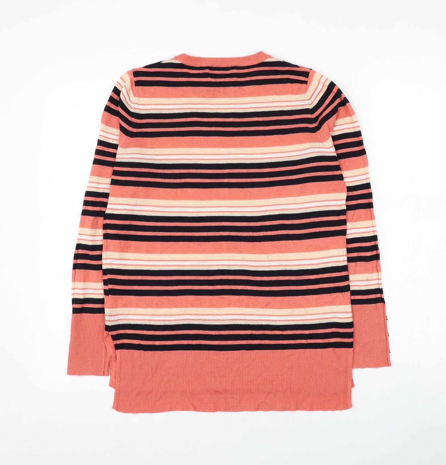 Atmosphere Womens Pink Round Neck Striped Acrylic Pullover Jumper Size 12