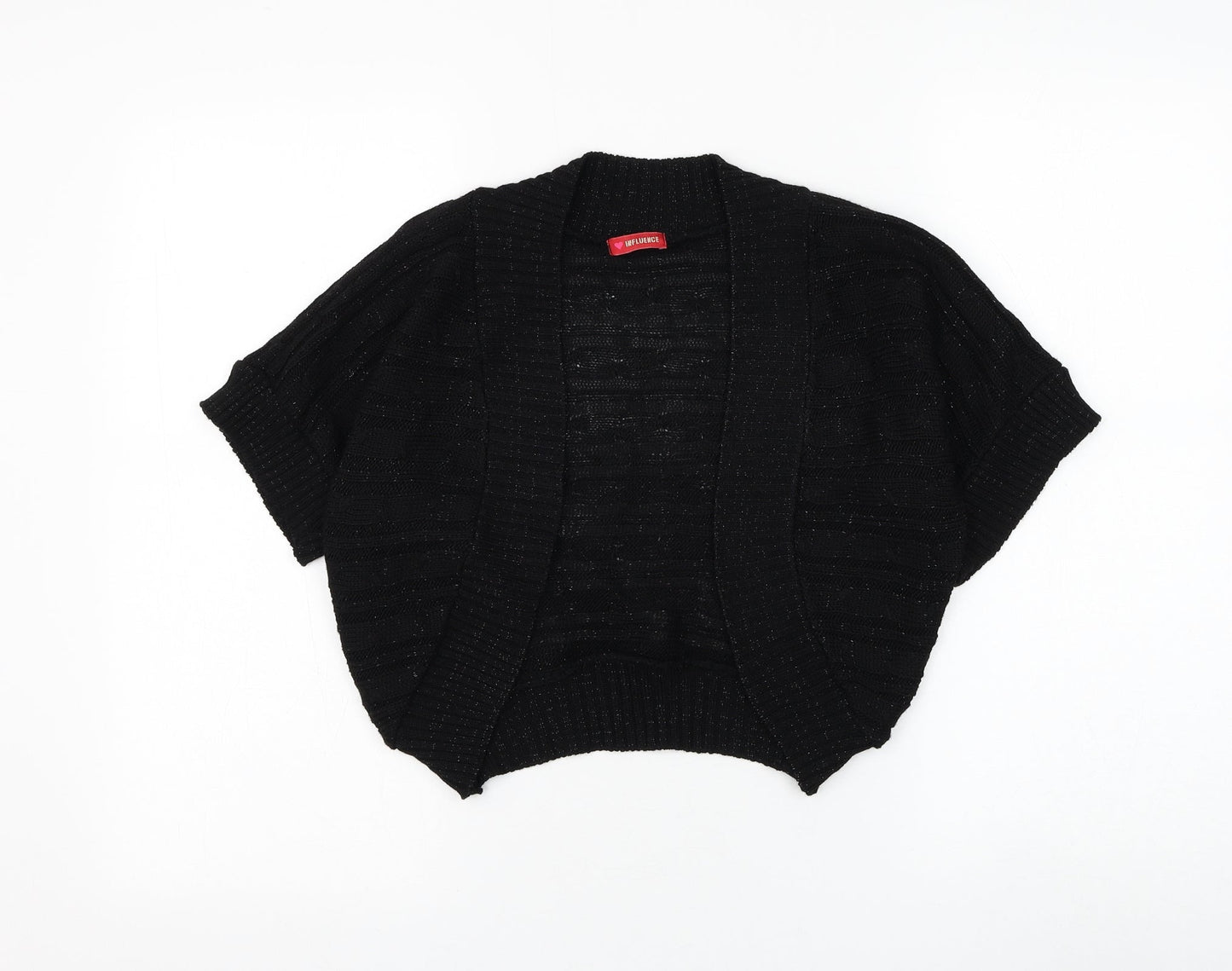 Influence Womens Black V-Neck Acrylic Cardigan Jumper Size S