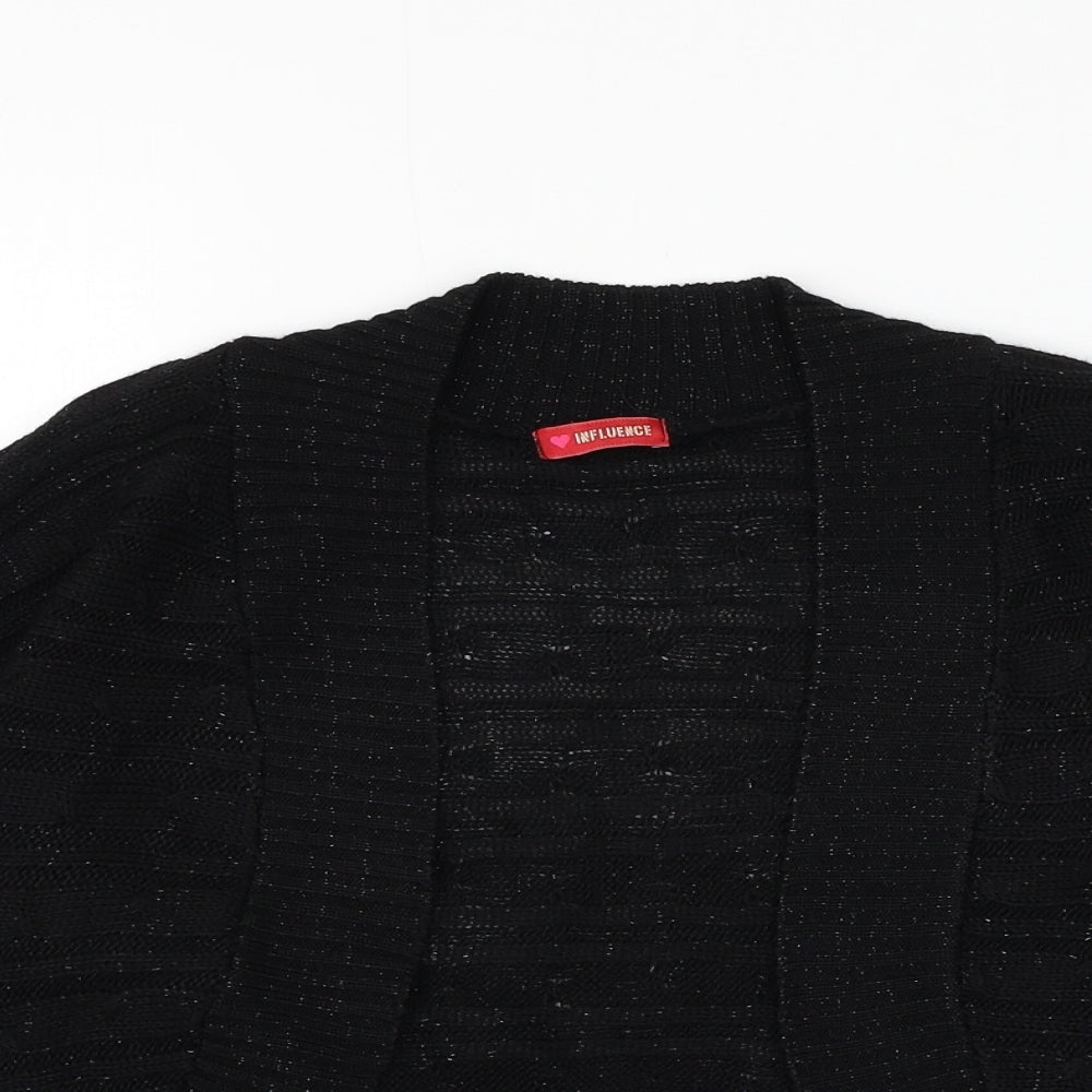 Influence Womens Black V-Neck Acrylic Cardigan Jumper Size S