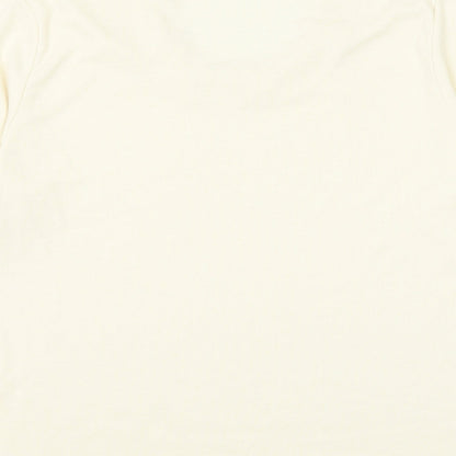 Emreco Womens Ivory Polyester Basic T-Shirt Size 10 Round Neck - Lettuce Hem