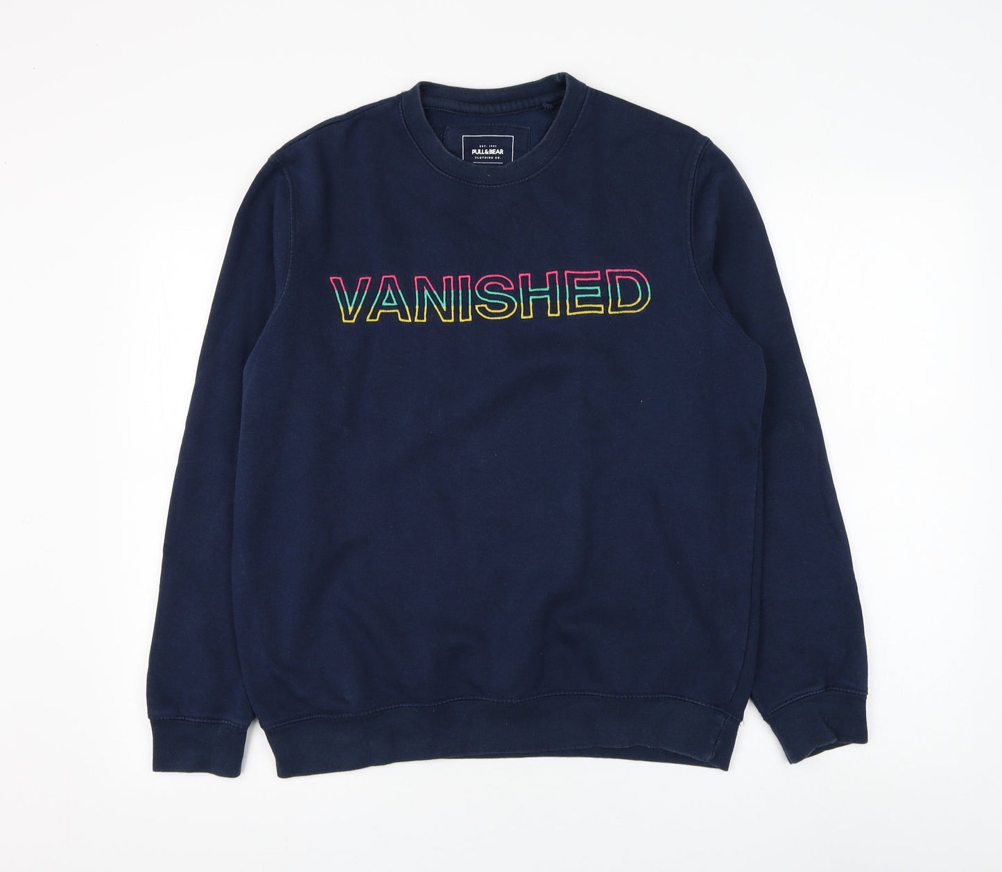 Pull&Bear Womens Blue Cotton Pullover Sweatshirt Size S Pullover - Vanished