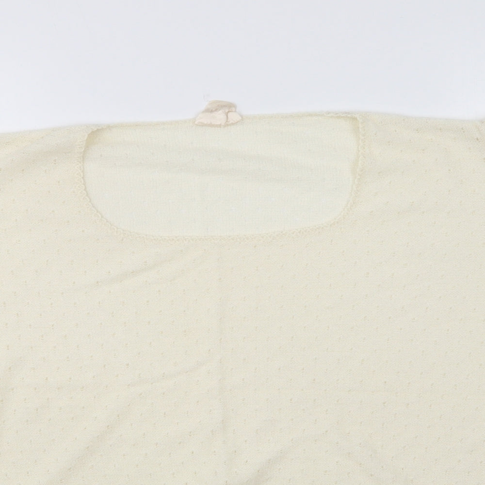 Duke Womens Ivory Round Neck Cotton Pullover Jumper Size 18