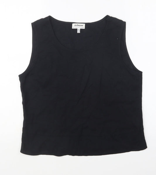 Steilmann Womens Black Viscose Basic Tank Size 12 Round Neck