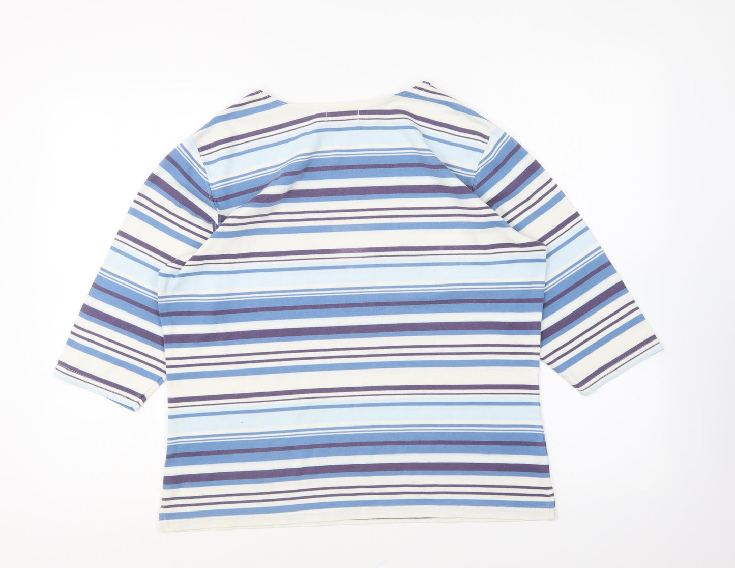 Bonmarché Womens Blue Round Neck Striped Polyester Pullover Jumper Size S