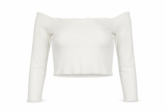 PRETTYLITTLETHING Womens White Polyester Cropped T-Shirt Size 16 Boat Neck