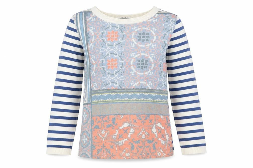 Oui Womens Multicoloured Round Neck Striped Cotton Pullover Jumper Size 10