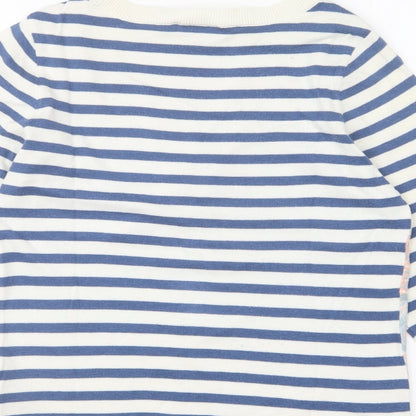 Oui Womens Multicoloured Round Neck Striped Cotton Pullover Jumper Size 10
