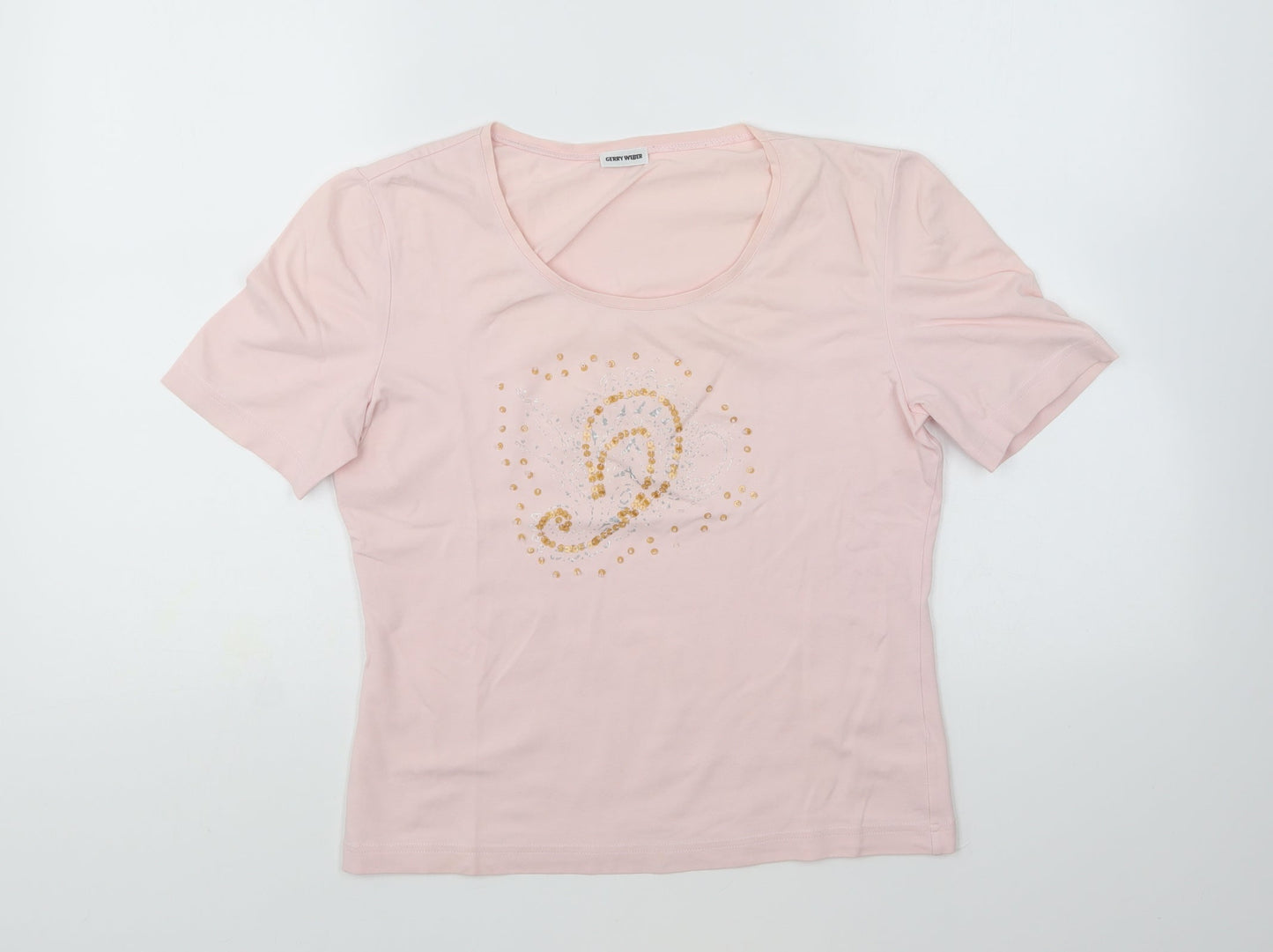 Gerry Weber Womens Pink Polyester Basic T-Shirt Size 12 Round Neck