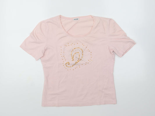 Gerry Weber Womens Pink Polyester Basic T-Shirt Size 12 Round Neck