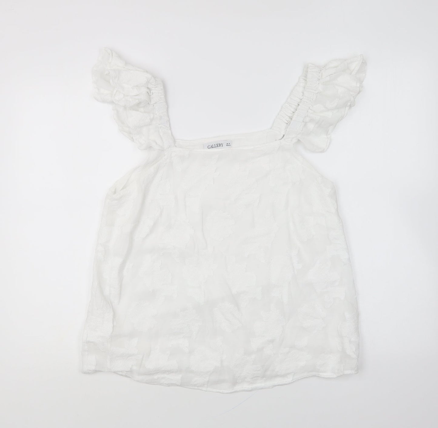 Gallery Womens White Viscose Basic Blouse Size 12 Square Neck