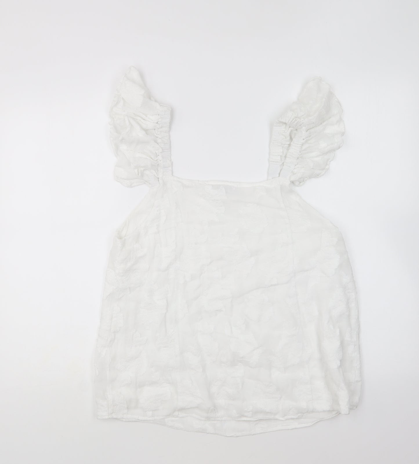 Gallery Womens White Viscose Basic Blouse Size 12 Square Neck