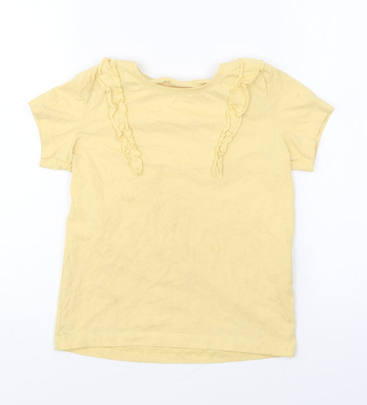 Primark Girls Yellow Polyester Basic T-Shirt Size 9-10 Years Round Neck Pullover