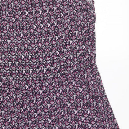 Next Womens Purple Geometric Viscose A-Line Size 10 Round Neck Pullover