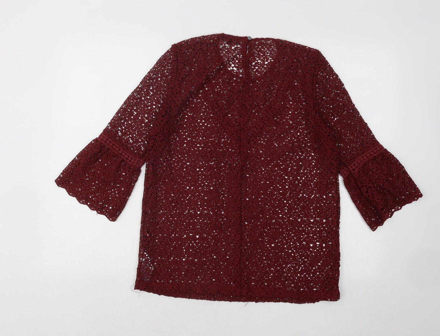 Soaked in Luxury Womens Red Round Neck Geometric Cotton Pullover Jumper Size M
