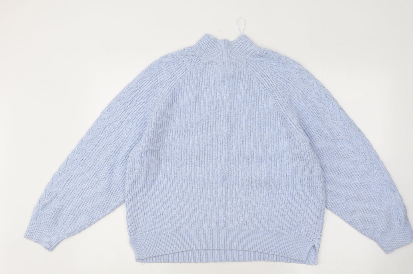 Dunnes Stores Womens Blue Mock Neck Geometric Acrylic Pullover Jumper Size M