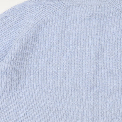 Dunnes Womens Blue Mock Neck Geometric Acrylic Pullover Jumper Size M