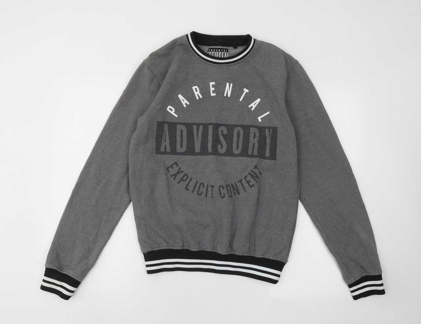 Parental Advisory Womens Grey Cotton Pullover Sweatshirt Size S Pullover
