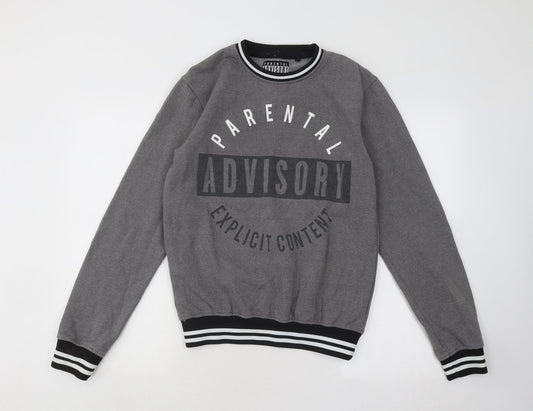 Parental Advisory Womens Grey Cotton Pullover Sweatshirt Size S Pullover