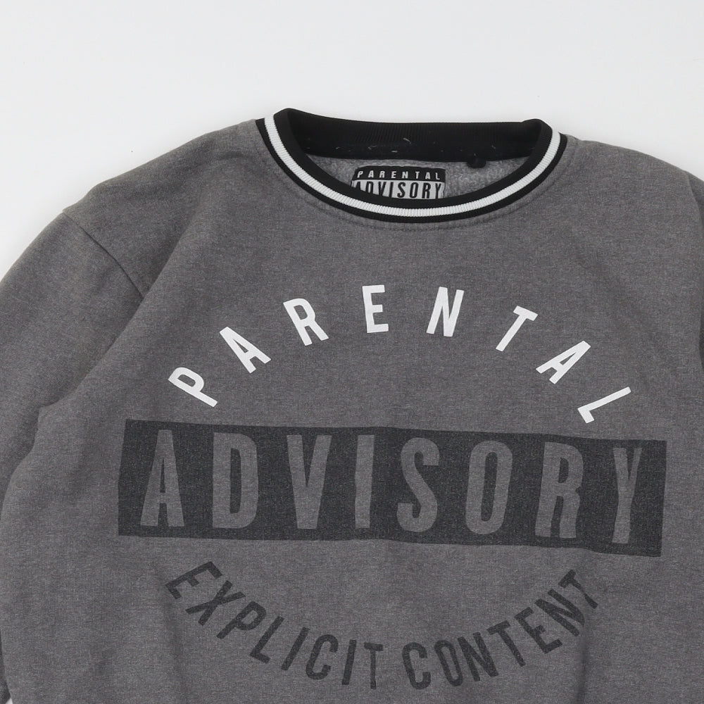 Parental Advisory Womens Grey Cotton Pullover Sweatshirt Size S Pullover
