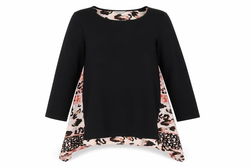 Nutmeg Womens Black Round Neck Geometric Polyester Pullover Jumper Size 14