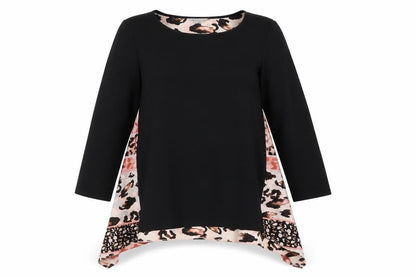Nutmeg Womens Black Round Neck Geometric Polyester Pullover Jumper Size 14