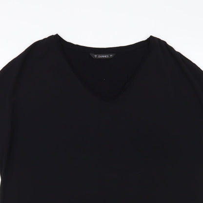 Dunnes Womens Black Polyester Basic Blouse Size L V-Neck - Lace Detail