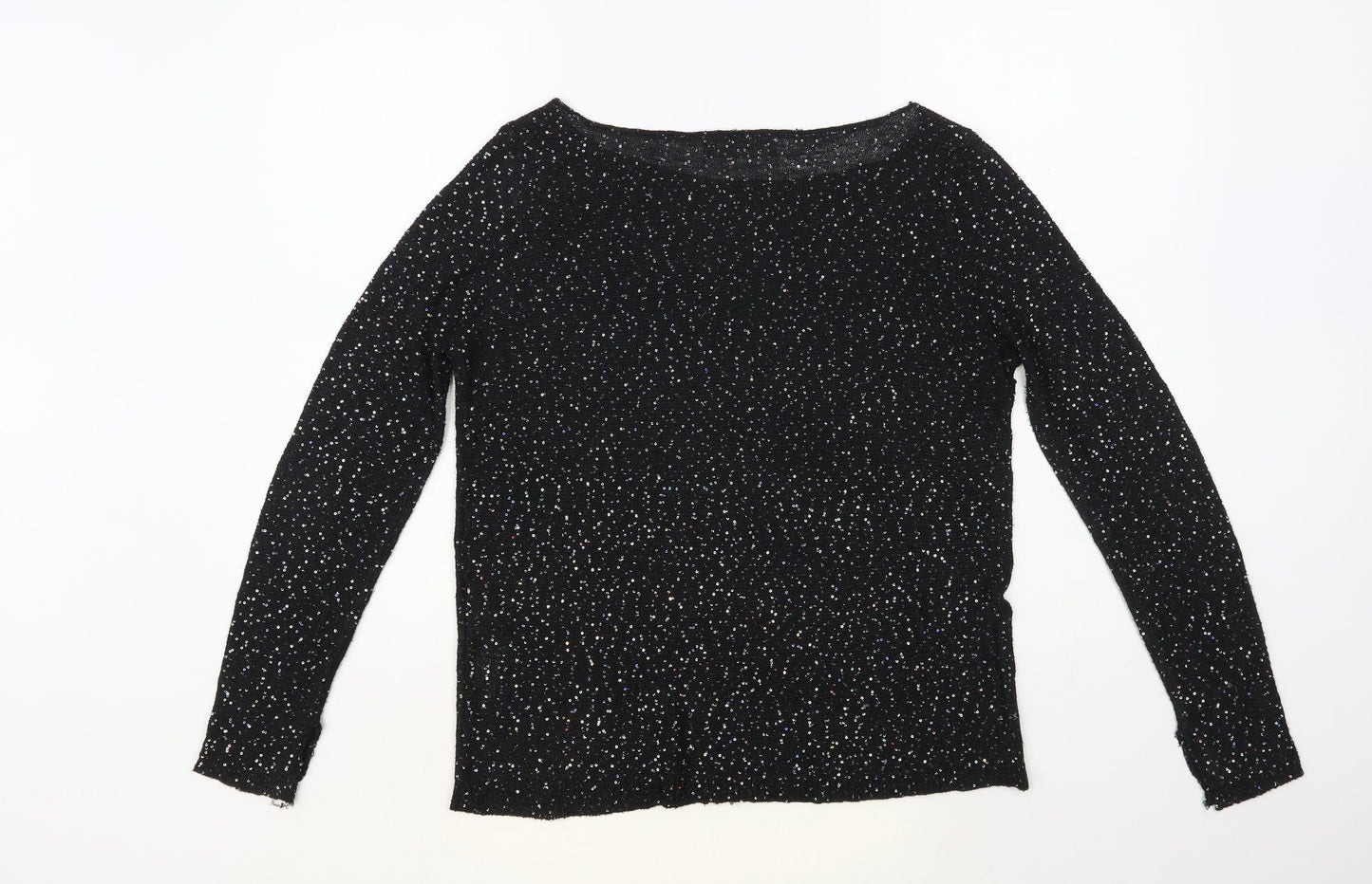 Zara Womens Black Boat Neck Polyester Pullover Jumper Size M