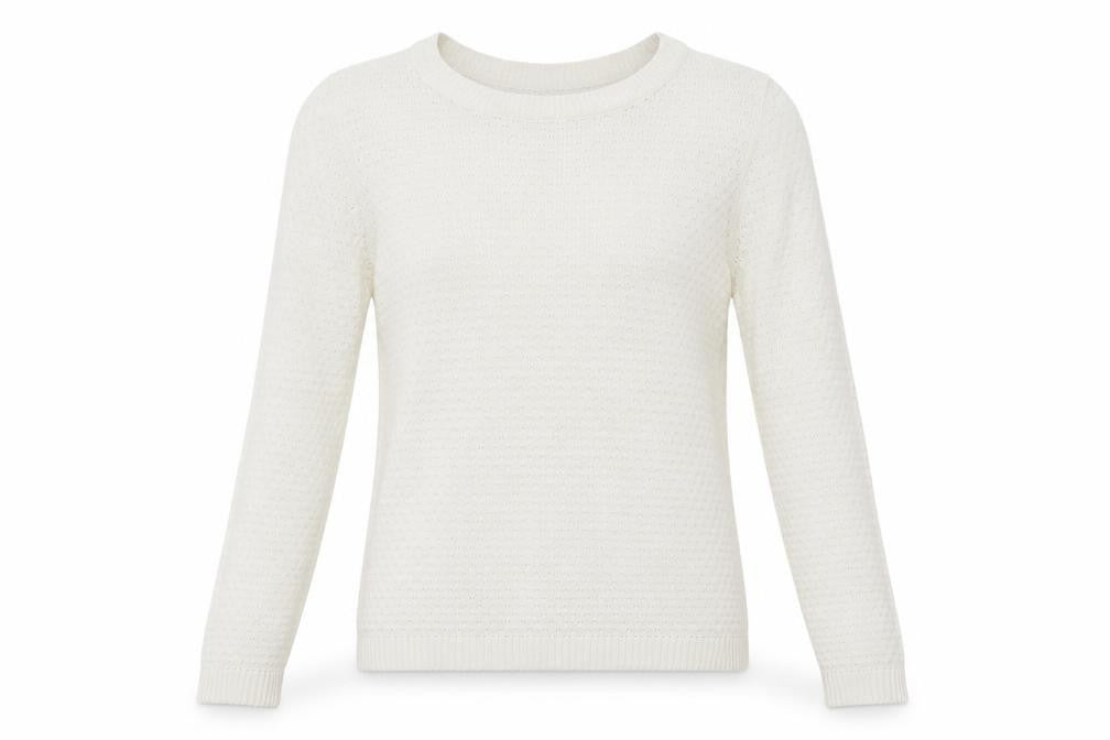VILA Womens White Round Neck Acrylic Pullover Jumper Size M