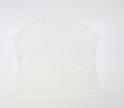 Primark Womens White Polyester Basic Blouse Size 14 V-Neck