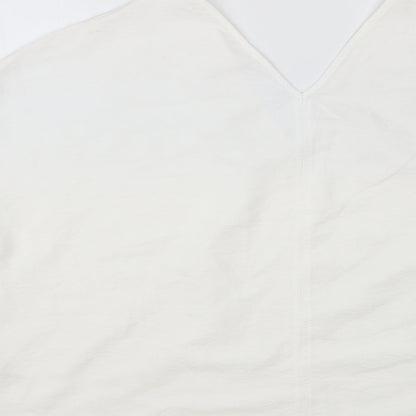 Primark Womens White Polyester Basic Blouse Size 14 V-Neck