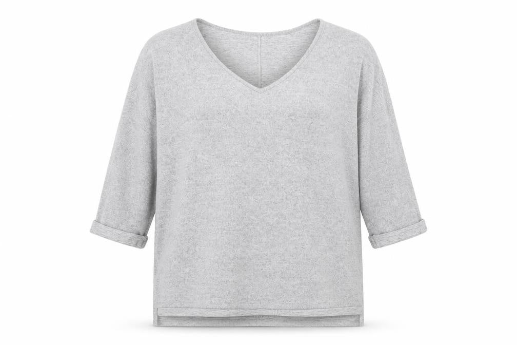 New Look Womens Grey V-Neck Polyester Pullover Jumper Size M