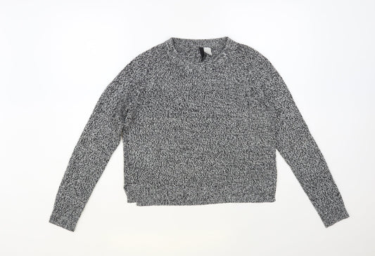 H&M Womens Grey Crew Neck Acrylic Pullover Jumper Size XS