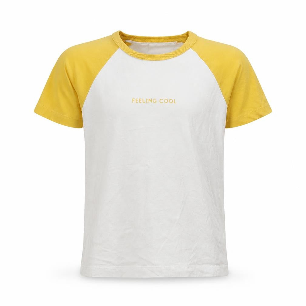 Matalan Boys White Colourblock Cotton Pullover T-Shirt Size 5-6 Years Crew Neck Pullover - Feeling Cool