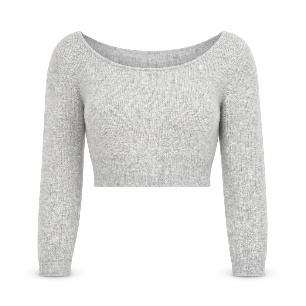 PRETTYLITTLETHING Womens Grey Boat Neck Acrylic Pullover Jumper Size M