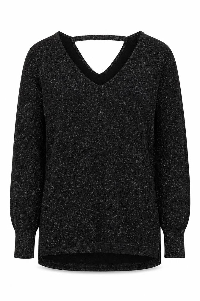 Peacocks Womens Black V-Neck Polyester Pullover Jumper Size 12