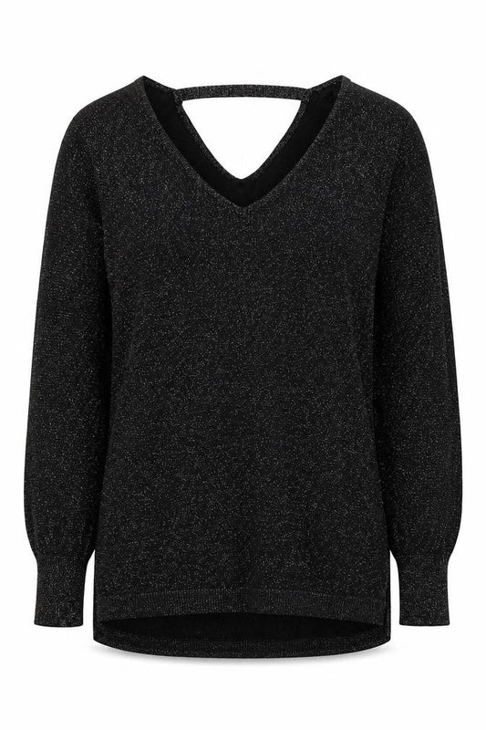 Peacocks Womens Black V-Neck Polyester Pullover Jumper Size 12