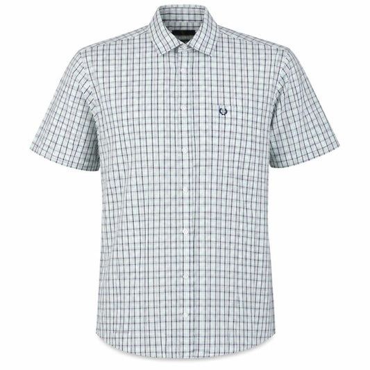 Lincoln Mens Green Check Polyester Button-Up Size L Collared Button