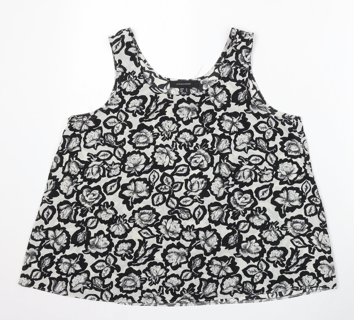 Atmosphere Womens Multicoloured Floral Viscose Basic Tank Size 12 Round Neck