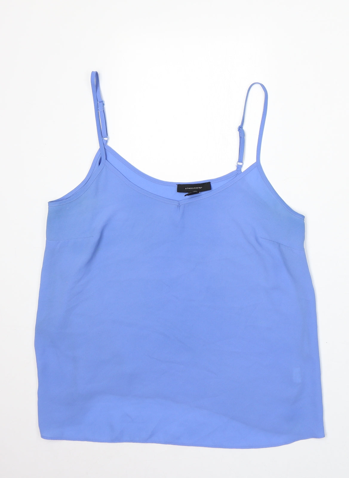 Atmosphere Womens Blue Polyester Basic Blouse Size 14 Round Neck